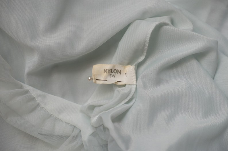 REDUCED 1960s Palest blue green Nightdress,negligee,boudoir,mushroom hem,honeymoon .