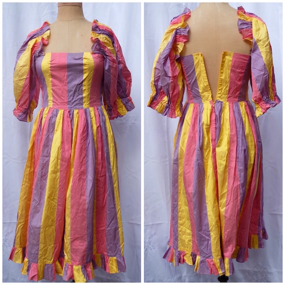 1980's Silk striped costume dress