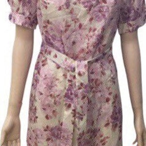 Dress, summer dress, floral print, day dress, Ricky Renee design, feminine dress, pastel pink, 1970 1980