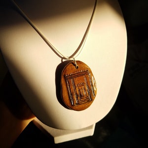 Jerusalem Temple handmade natural wooden pendant, Israeli Judaica Holy Land gift