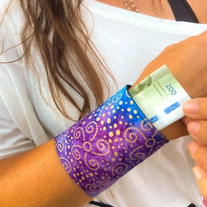 Cartera de pulsera, Pulsera Boho, Accesorio estilo Boho, Cartera unisex, Cartera secreta, WRIST WALLET. Cartera con puños. Equipo de festival.