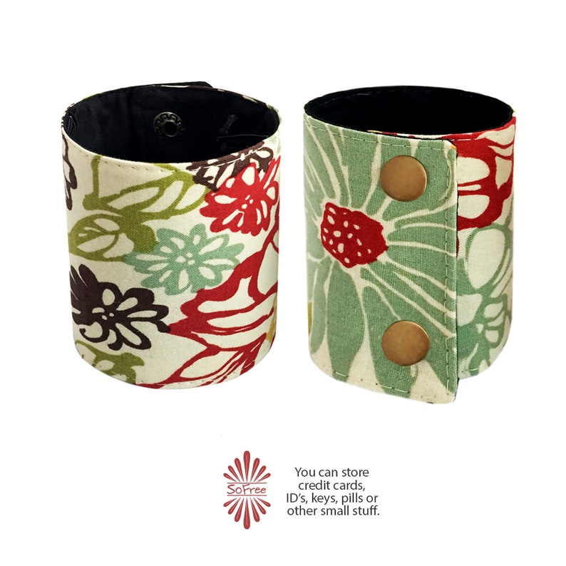Bracelet Wallet Bohemian Wallet Floral Pattern - Unisex Wallet WRISTLET WALLET Hippie Wallet Hidden Wallet Boho Wallet