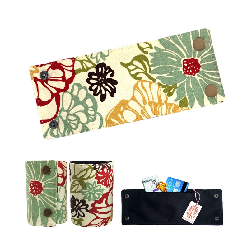 Bracelet Wallet Bohemian Wallet Floral Pattern - Unisex Wallet WRISTLET WALLET Hippie Wallet Hidden Wallet Boho Wallet
