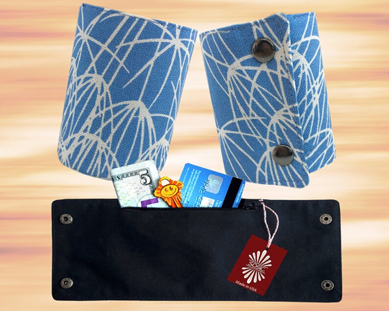 Bracelet for Money Wide Bracelet Purse Secret Wallet WRIST WALLET Dandelion Print Travel Wristlet Wallet