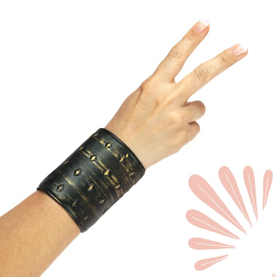 Black Leather Wallet Men / Women, Vegan Leather WRIST WALLET. Festival Gear, Vegan Leather Wallet Bracelet,  Faux Leather Cuff Wallet.
