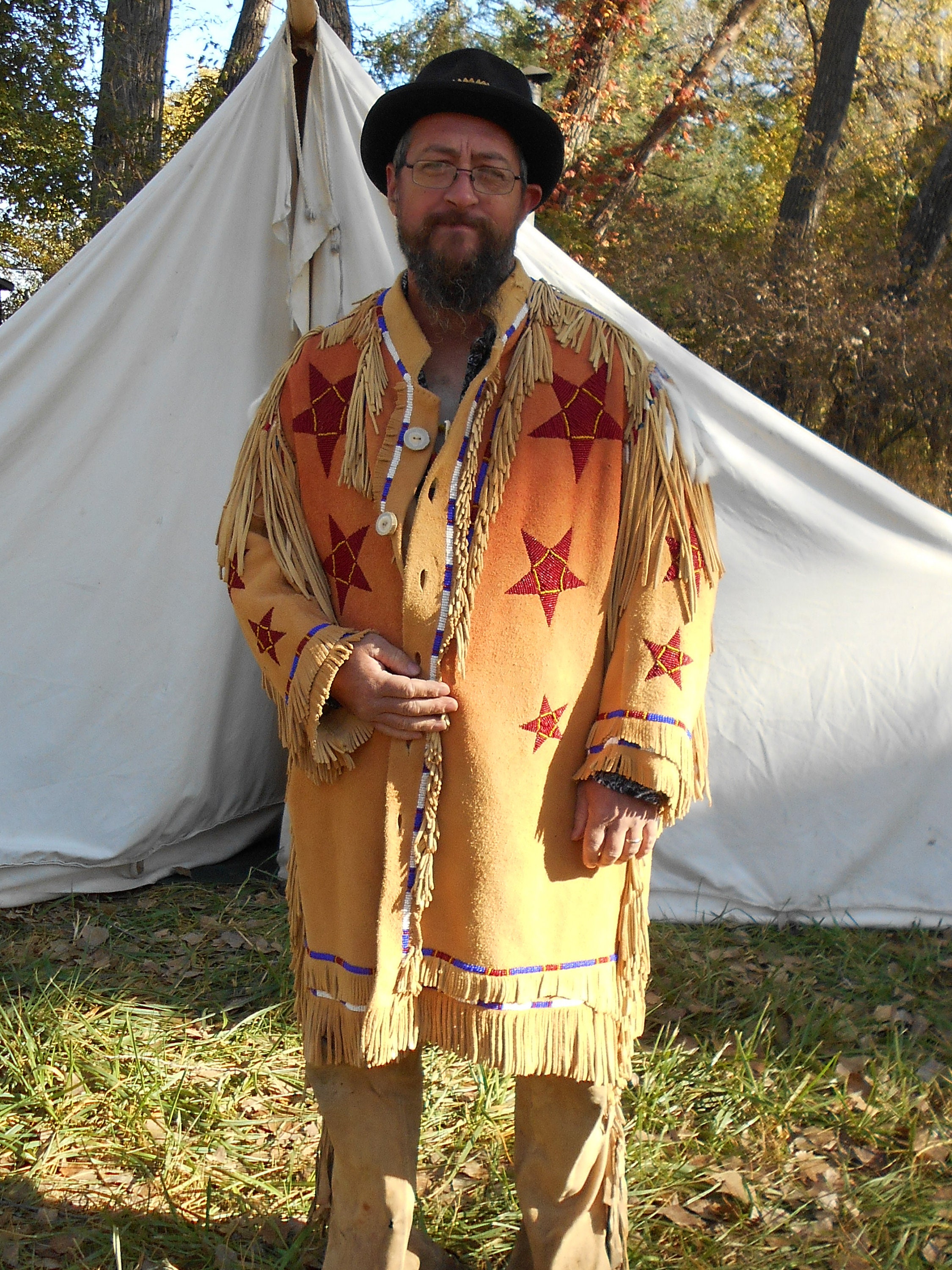 VTG Authentic Handmade Mountain Man Buckskin Rendezvous Fringe Shirt & Pant  WOW With Bone Buttons Native American -  Israel