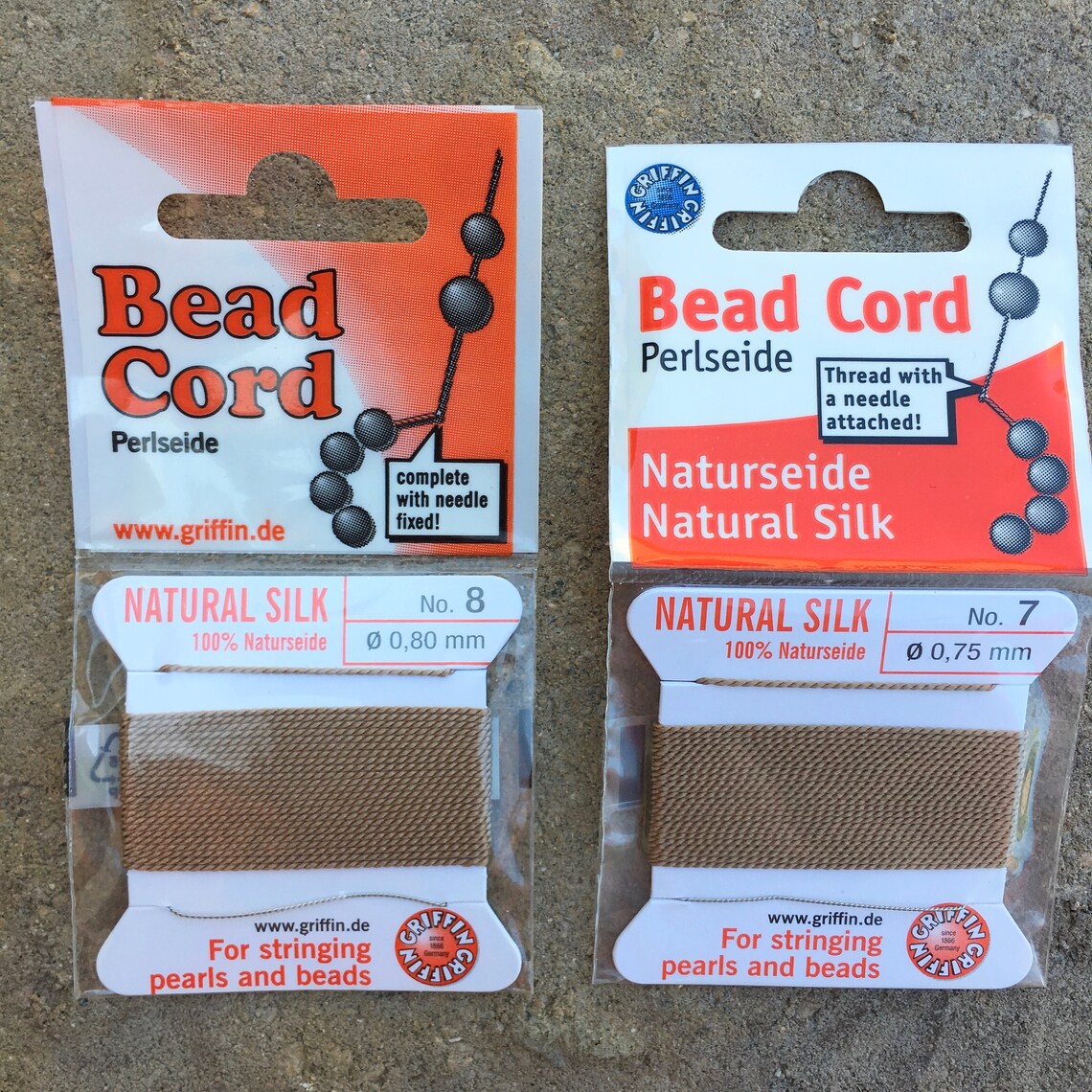 Natural Silk Bead Knotting Cord BEIGE No 7 or No 8 Pearl Etsy