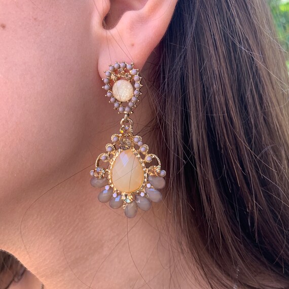 Champagne Gold Fashion Earrings Big Chandelier Earrings Fashion