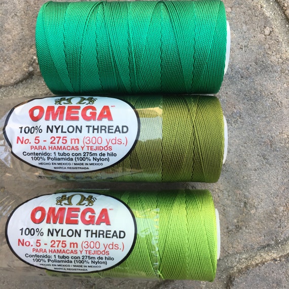 Green Nylon Yarn for Knitting Crochet Doilies Doll Dresses Friendship  Bracelets, Omega Hilo Nylon No. 5 Thread for Crafts & Jewelry 