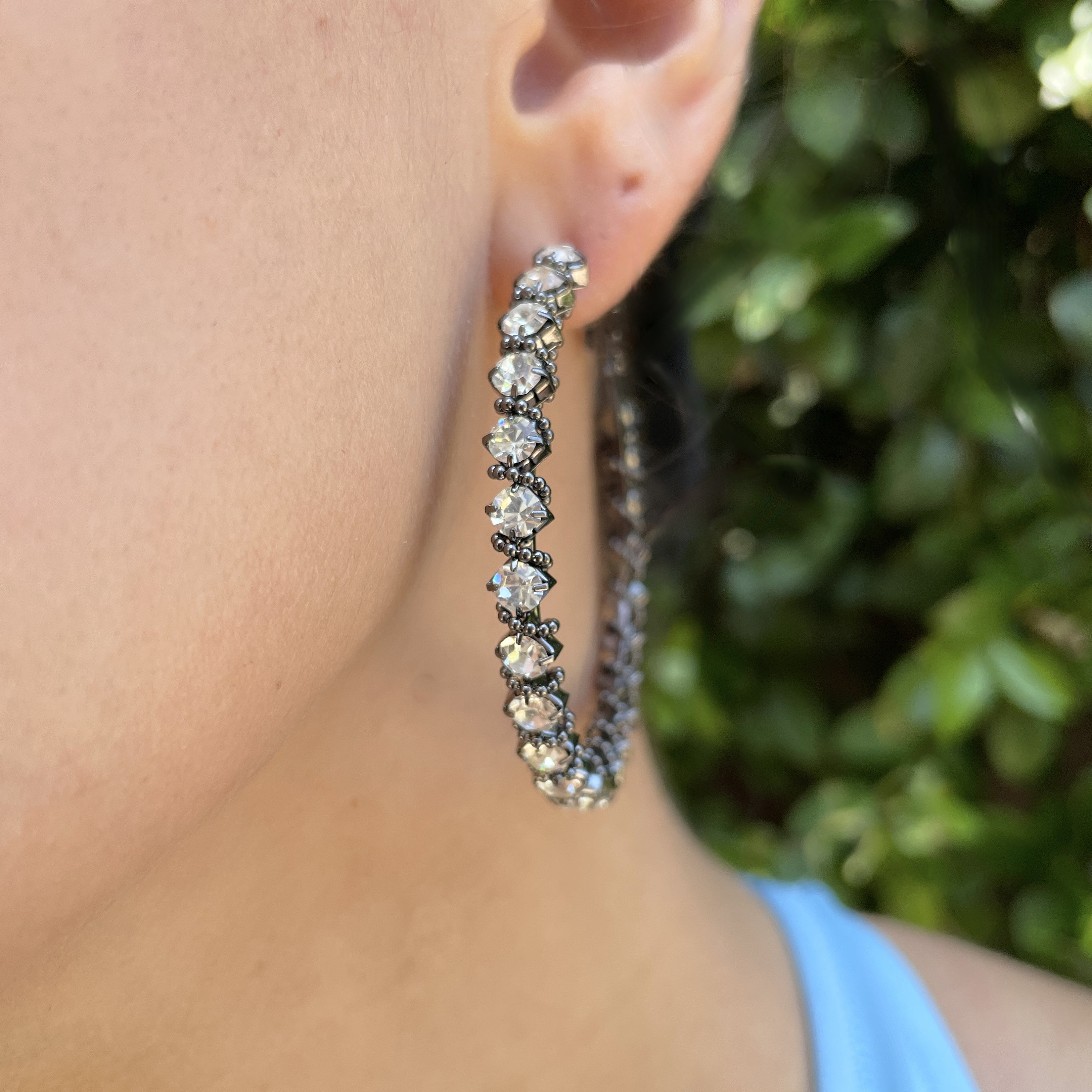 Black hoops with rhinestones deals