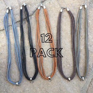 Bulk Cotton Necklace Cords with Bail & Clasp, 16&quot; plus 2&quot; Extender Waxed Cotton Multi-Strand Pendant Cord, DIY Necklace Making, Cotton Cords