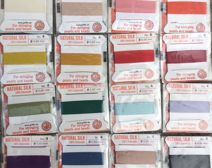 Natural Silk Bead Knotting Cord No. 4, Pearl Knotting Silk Cord, Griffin High Performance Bead