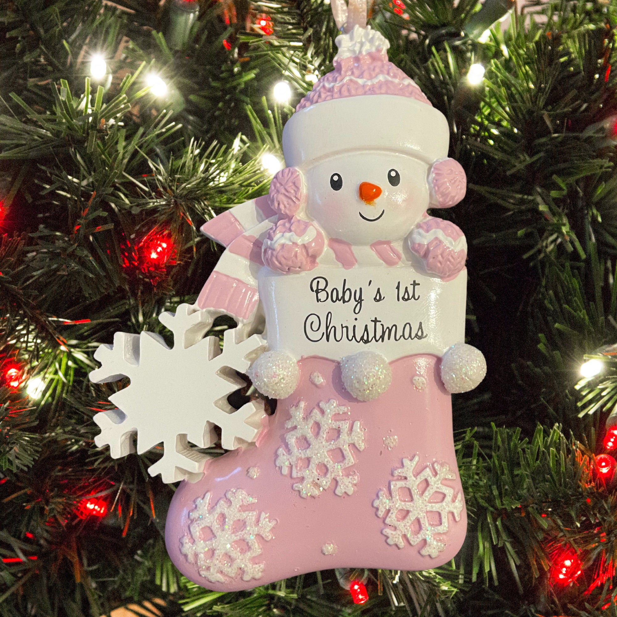Baby's First Christmas. Personalised Xmas Tree Decoration. Snowman Keepsake. Baby Boy or Baby Girl. Christmas 2025