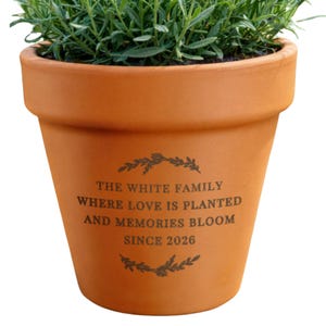 Personalised Terracotta Plant Pot, Custom Engraved Any Message, Gardening Gift for Her or Him