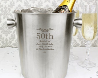 Personalised Champagne Bucket. Ice Bucket. Stainless Steel Engraved Ice Bucket. Ideal Birthday, Engagement, Wedding, Anniversary Gift