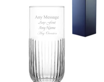 Engraved Glass, Custom Highball Glass Gift Box, Personalised Glass Gift for Him Her, Birthday Wedding Retirement Gift