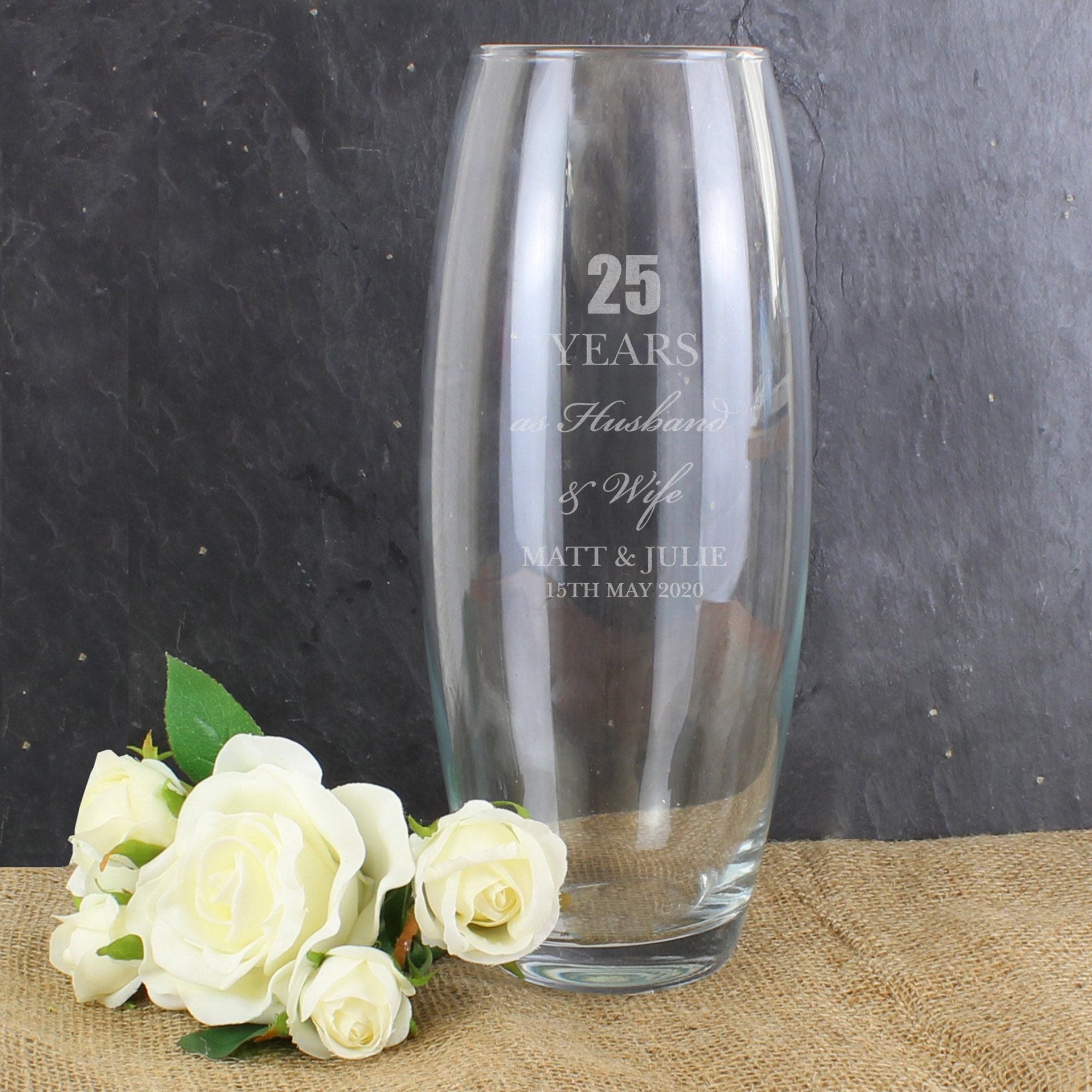 Personalised 60th Birthday Glass Bullet Vase – SpokenGifts, Clear, UK Made