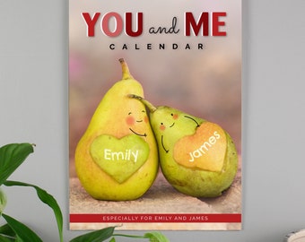 Personalised Couples Calendar | Custom A4 Wall Calendar | Anniversary, Wedding, Valentine's Day Gift | Mr and Mrs, Same-Sex Couple Gift