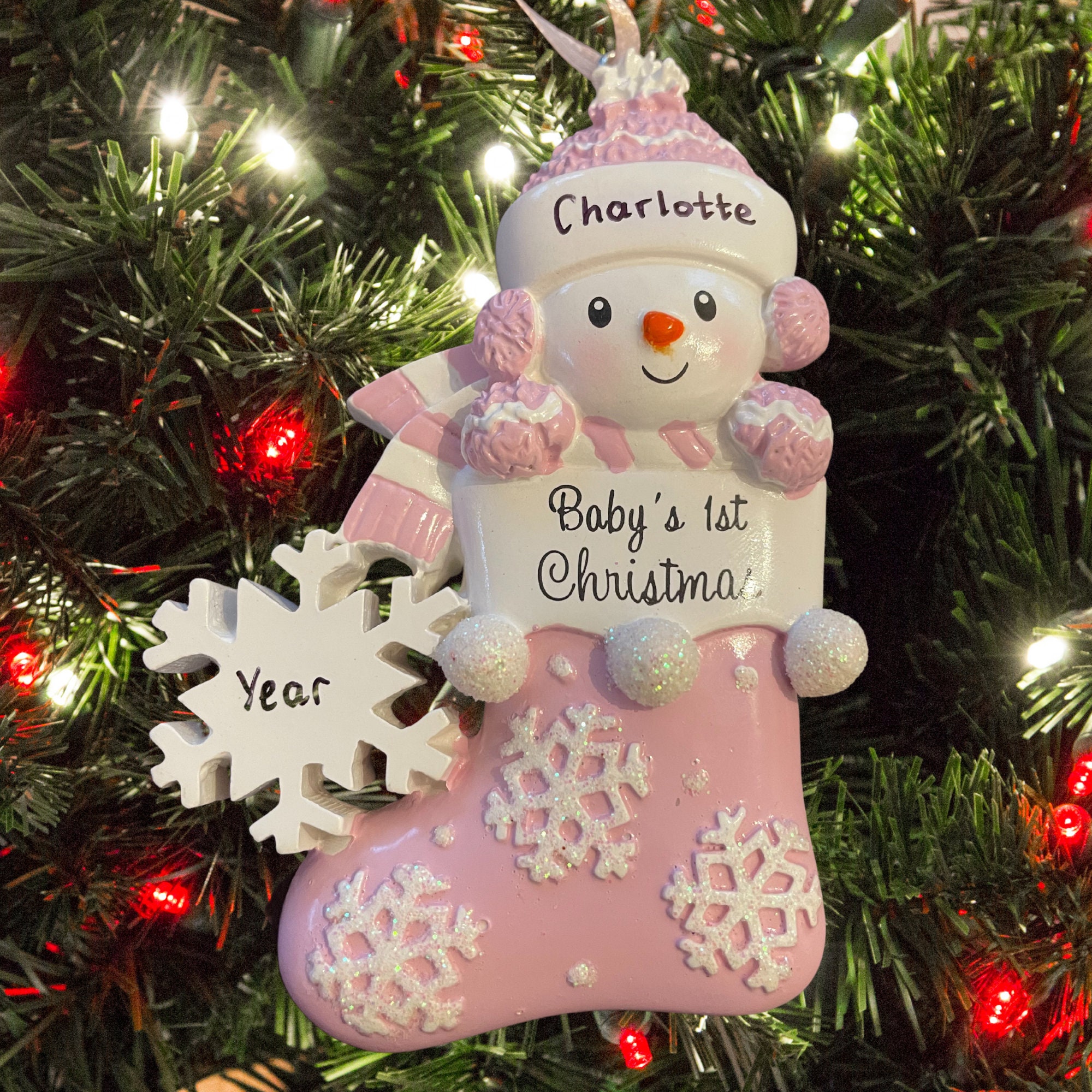 Baby's First Christmas. Personalised Xmas Tree Decoration. Snowman Keepsake. Baby Boy or Baby Girl. Christmas 2025