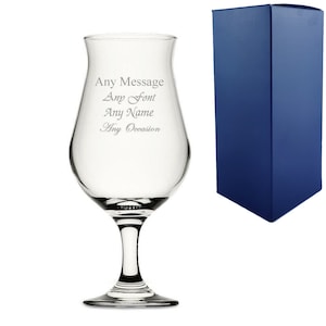 Personalised Glass. Engraved Glass with gift box. Wavy Glass. 11 fonts to choose from.