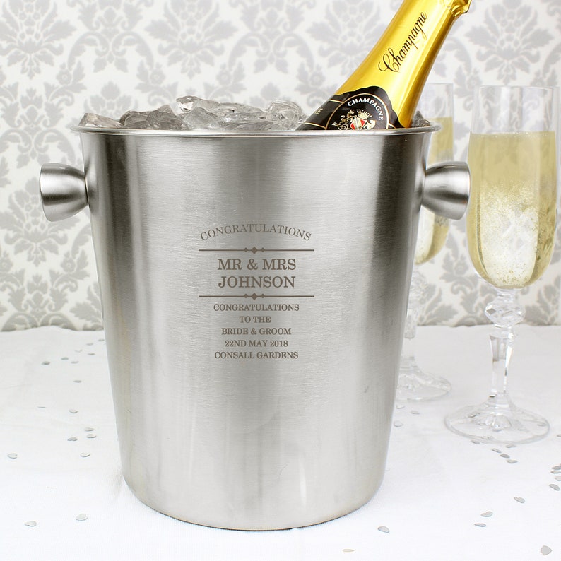 Personalised Engraved Wine Cooler Bucket Anniversary Birthday Retirement Gift