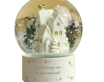 Personalised Christmas Snow Globe, Custom Family Name Globe, Christmas Village Glitter Globe, Unique Festive Gift, New Baby or House Gift