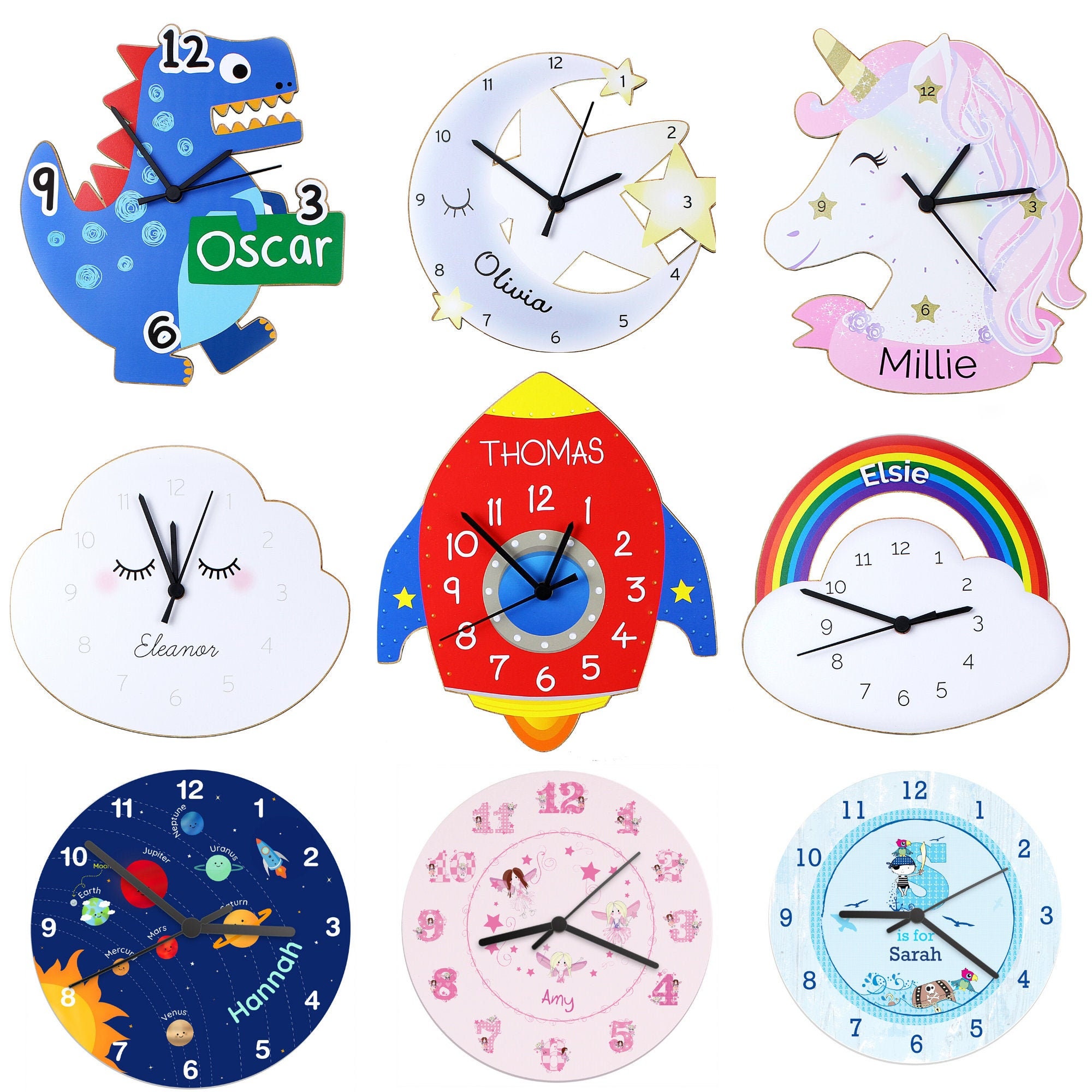 Personalised Kid's Clock. Children's Clock. Kids Etsy UK