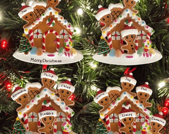 Personalised Gingerbread House Bauble | Family Christmas Decoration | Custom Names 2-5 People | Xmas Family Gift 2026