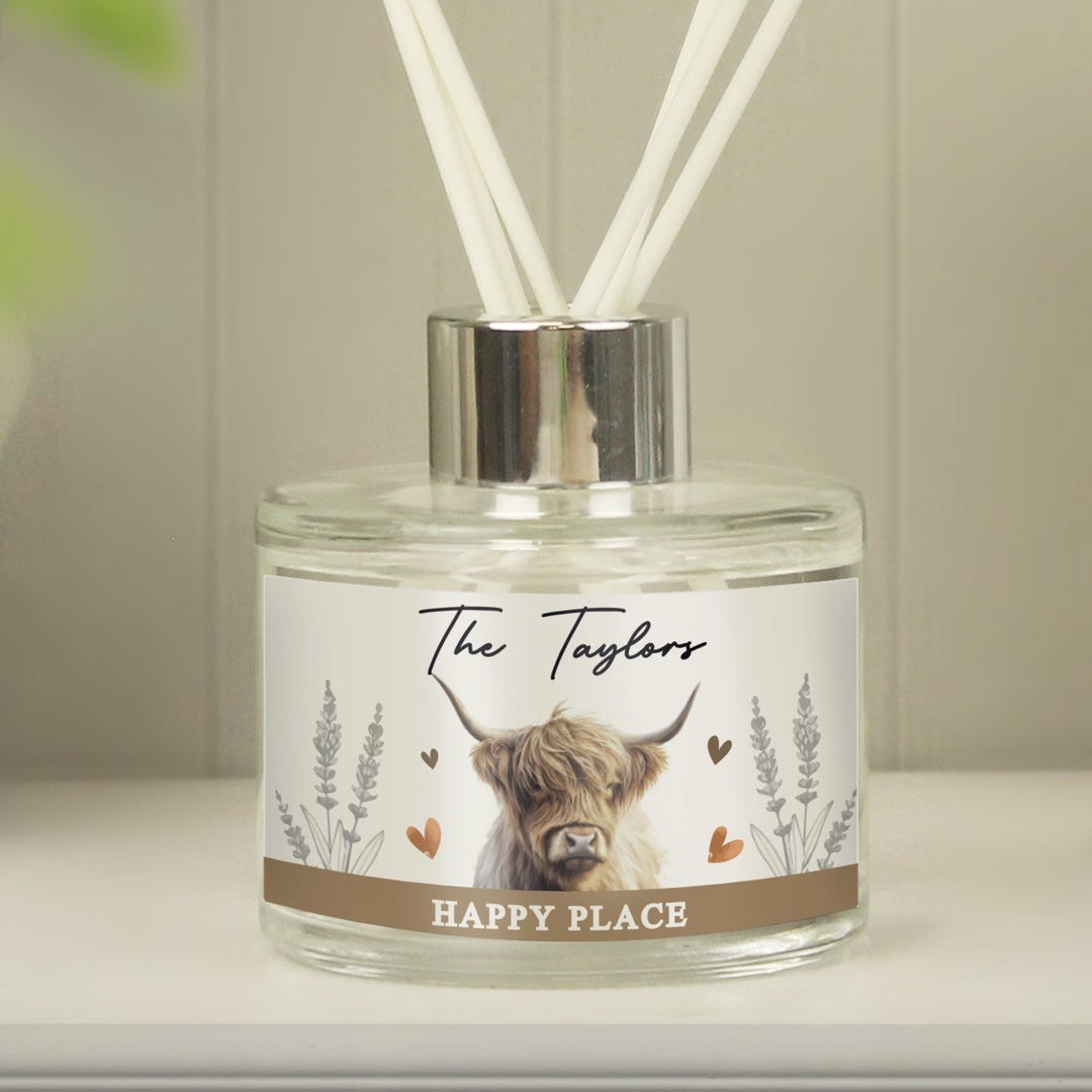 Personalised Diffuser. Highland Cow Reed Diffuser. - Etsy UK