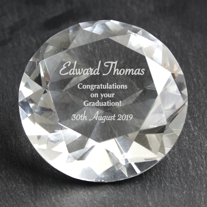 Personalised Diamond Paperweight. Engraved Paperweight. Ideal Etsy UK