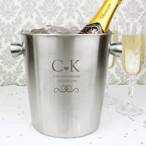 Personalised Monogram Stainless Steel Ice Bucket  Personalised Wedding Gift Personalized Wedding Gift Champagne Bucket