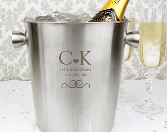 Personalised Monogram Stainless Steel Ice Bucket  Personalised Wedding Gift Personalized Wedding Gift Champagne Bucket