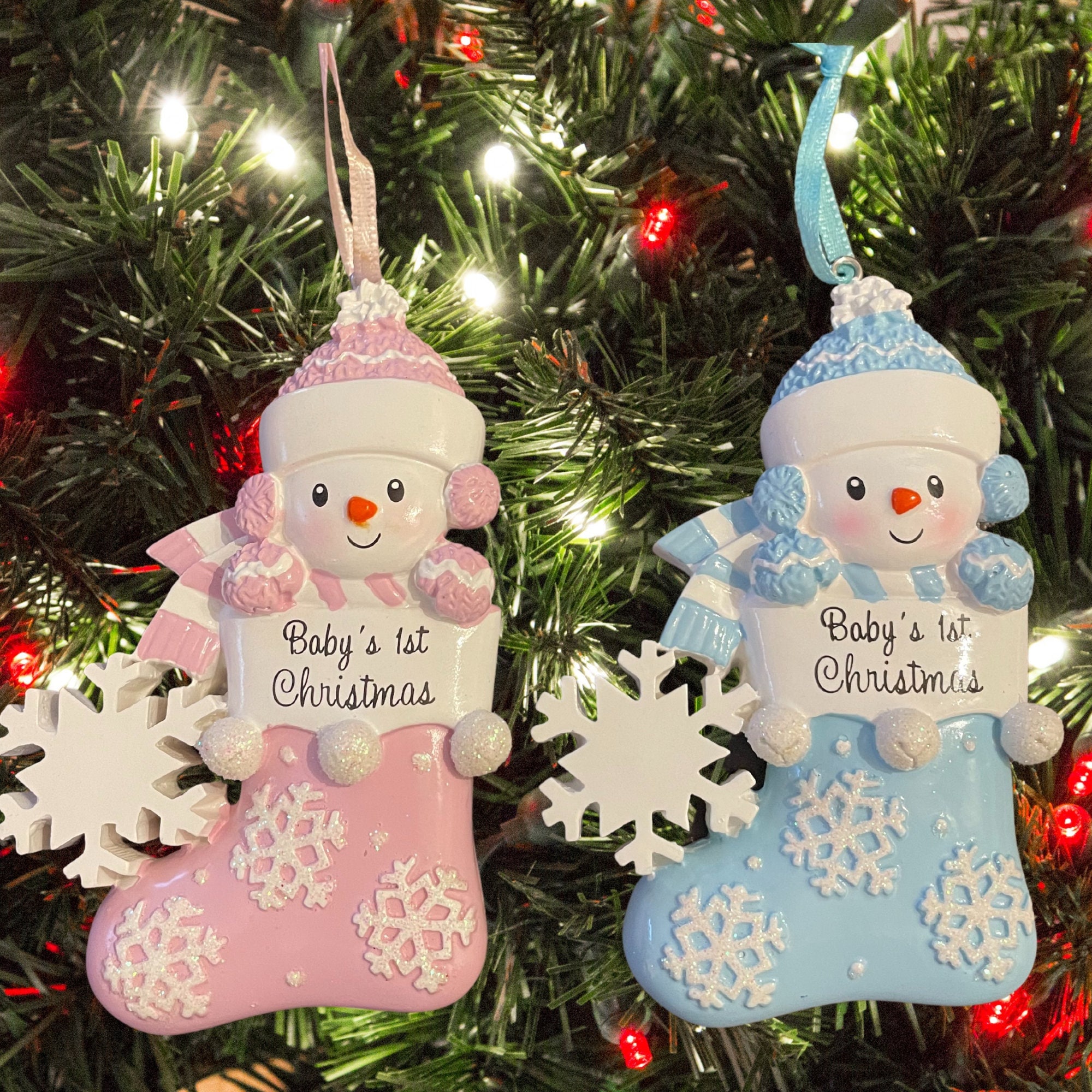 Baby's First Christmas. Personalised Xmas Tree Decoration. Snowman Keepsake. Baby Boy or Baby Girl. Christmas 2025