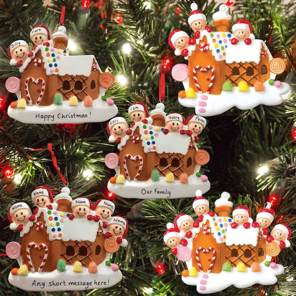 Christmas Tree Decoration. Personalised Gingerbread House Family Bauble. Xmas Ornament for 2-6 people. Christmas Decor. Xmas 2024