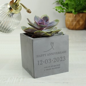 Personalised Plant Pot. Indoor Planter. Engraved Vase - birthday, anniversary, wedding keepsake etc