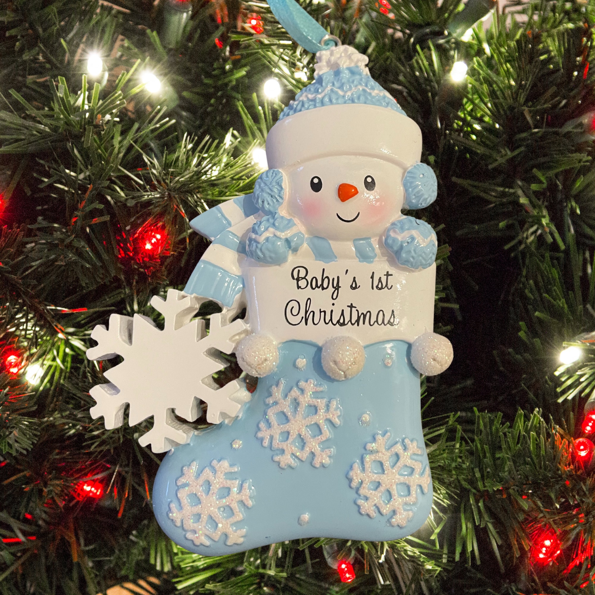 Baby's First Christmas. Personalised Xmas Tree Decoration. Snowman Keepsake. Baby Boy or Baby Girl. Christmas 2025