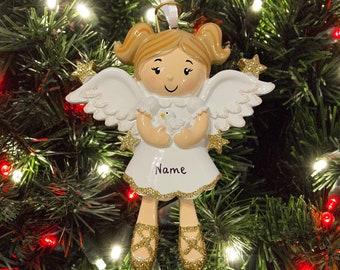 Angel Tree Decoration. Personalised Guardian Angel ornament. Christmas Tree Decoration. Lovely Xmas tree bauble or in memory keepsake.