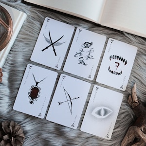 Lot de 6 cartes, personnages de chasseurs d'ombres, dimensions de cartes à jouer, instruments mortels