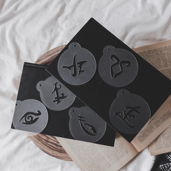 Shadowhunter Runes Stencils, For coffee, cakes, paint, Handmade, 9 cm/23 diameter, Reusable material
