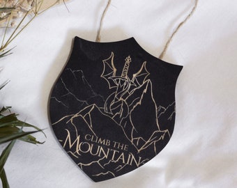 Climb the Mountain, ACOSF Wooden Signpost, Handmade in natural wood, 12 cm/4'7 in size