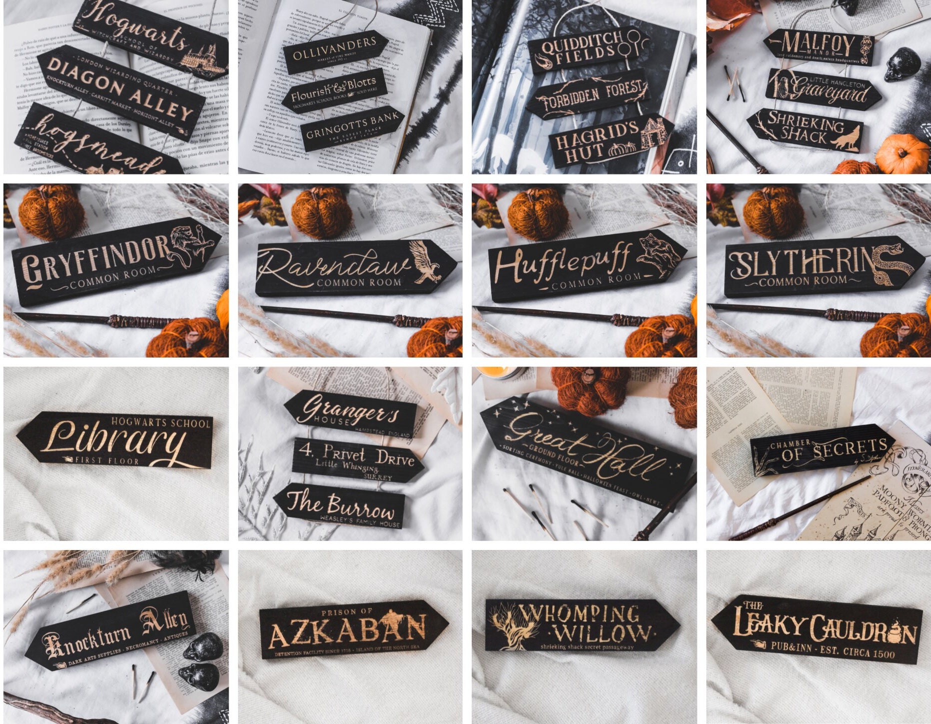 Standing Wooden Signposts, laser engraved, literary places inspired by literature: ACOMAF, Six of Crows, Nevernight...