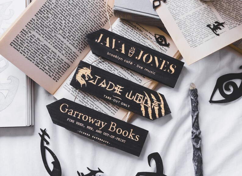 Wooden signs, laser engraved, Java Jones, Jade Wolf and Garroway Books: Inspired by the Shadowhunter World, Handmade Black