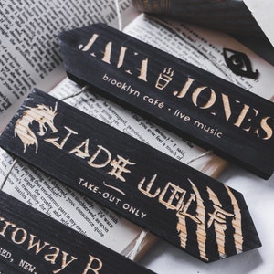 Wooden signs, laser engraved, Java Jones, Jade Wolf and Garroway Books: Inspired by the Shadowhunter World, Handmade image 2