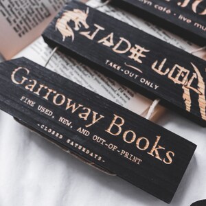 Wooden signs, laser engraved, Java Jones, Jade Wolf and Garroway Books: Inspired by the Shadowhunter World, Handmade image 3