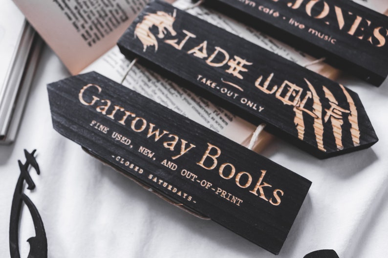 Wooden signs, laser engraved, Java Jones, Jade Wolf and Garroway Books: Inspired by the Shadowhunter World, Handmade image 3