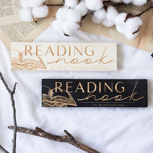 Custom Reading Nook Book, Individual Large Wooden Signpost Laser engraved, deco for home