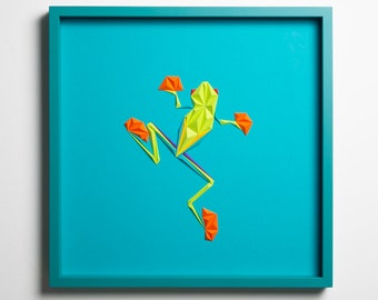 FROG FRIEND | Paper ArtWork | 52x52cm, Art, Artdeco, Graphicart, Walldecor, Handmade, Geometric, Design, Homedecor, Gift