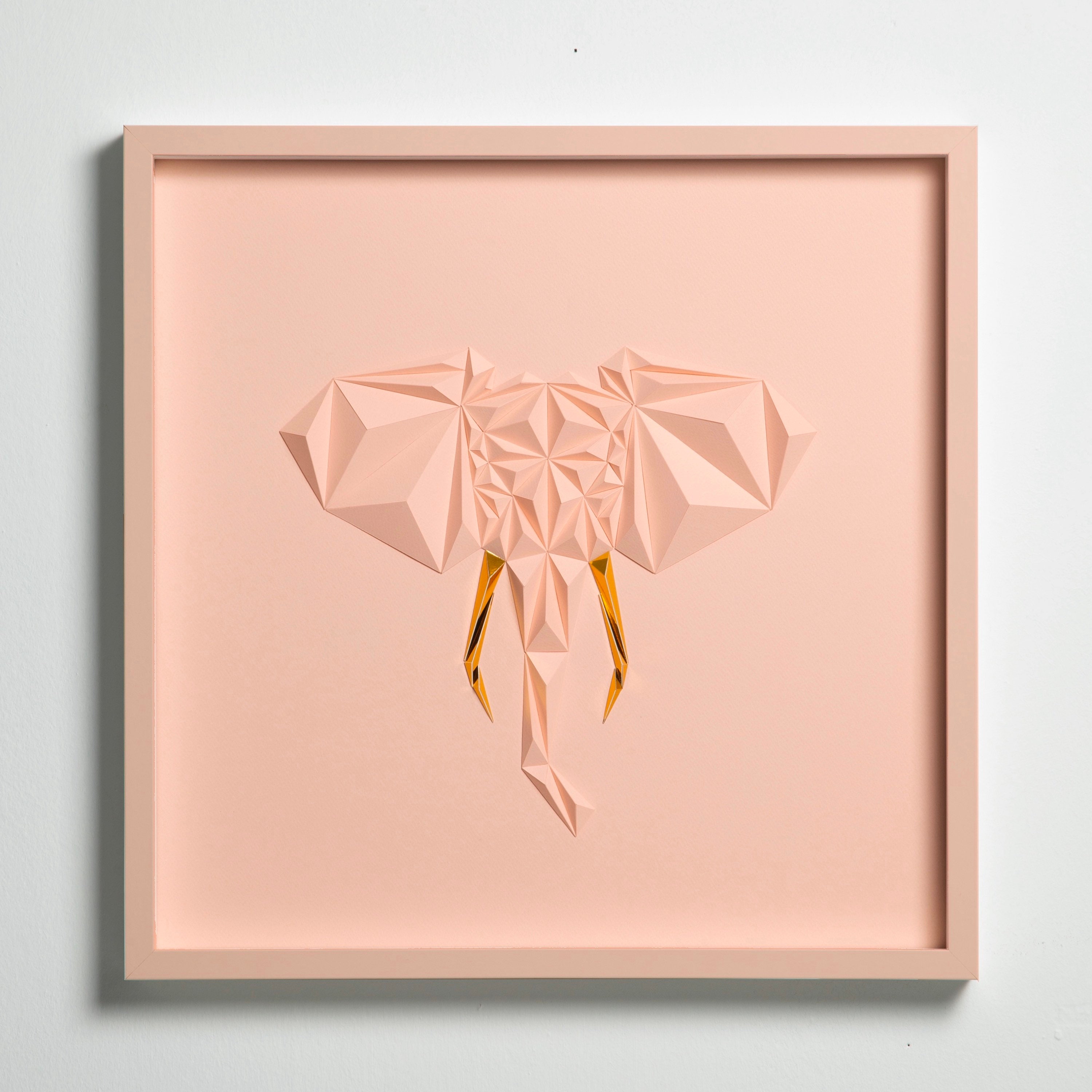 ELEPHANT PORTRAIT | Salmon-Gold | Paper Artwork | 52X52