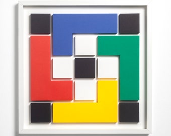 TETRIS B-4, Paper Artwork, Abstract Geometric, Modern Art, Art Deco, Minimal Art