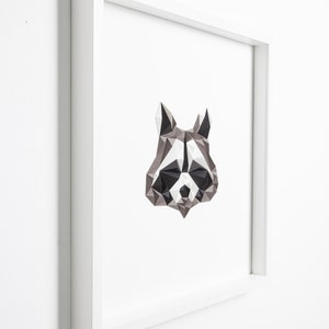 MR. RACCOON Paper Artwork, 50X50 cm, Raccoon Wall art, Wall Hanging, Gift for Her image 3